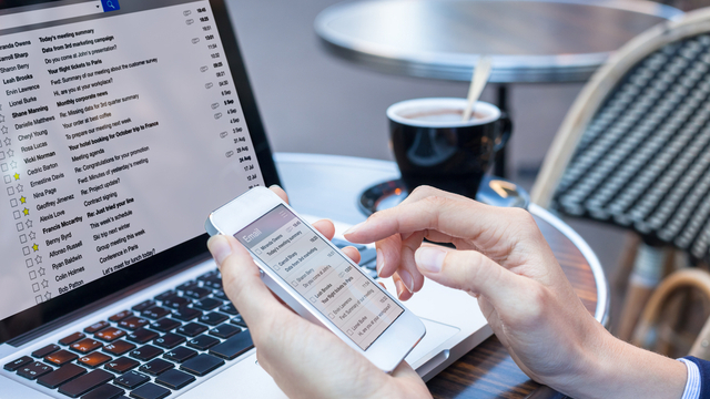 Email on mobile and laptop